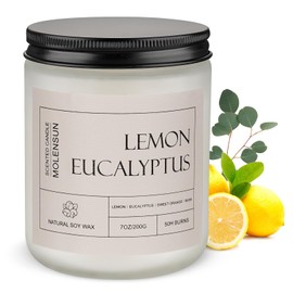 Scented Candles for Home, Lemon Eucalyptus Scented Candle, Aromatherapy Jar Candle, 7 oz 50 Hour Long Lasting Canles, Soy Wax Candle Gift for Women