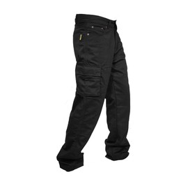 Rider Protec® Mens Motorcycle Cargo Pants Protective Aramid Lining Motorbike Riding Hip and Knee Armour Jeans Black