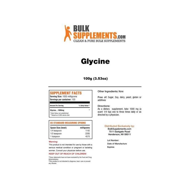 벌크서플리먼트 글리신 아미노산 파우더 100g Bulk Supplement Glycine Amino Acid