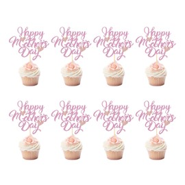 24 adornos para cupcakes para el día de la madre, decoración de pastel rosa para el día de la madre, tema del día de la mujer, suministros de decoración de pasteles para fiesta de cumpleaños