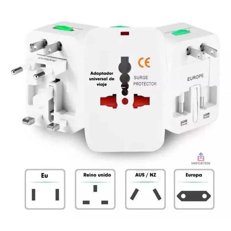 Importeek 3pz Adaptador Convertidor Clavija Corriente Universal Viaje