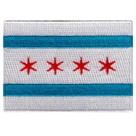 Chicago City Flag Embroidered Patch Iron-On Illinois Emblem