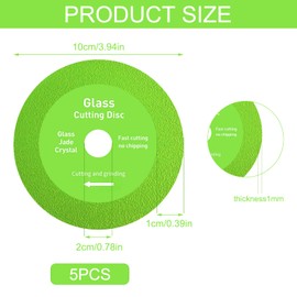 UptVin 5PCS Glass Cutting Disc, Tile Cutting Disc Super Thin Diamond Saw Cutting Blade Angle Grinder Cutting Disc for Glass Tiles Ceramics Jade Crystal
