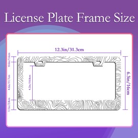 Topographic License Plate Frame,Map Exploration License Plate Frames Decorative Aluminum Car Tag Frames Stainless Metal License Plate Holder for Women Men Auto Accessories 2 Holes US Standard 12''x6''