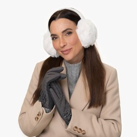 McBURN One Colour Faux Fur Ear Muffs Ear Warmers Ear Protection Women Autumn Winter, darkblue