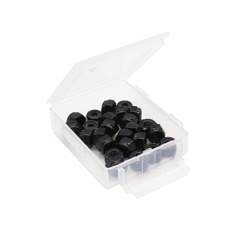 binifiMux 100pcs Black 4-40 Nylon Inserted Lock Nuts Self Locking