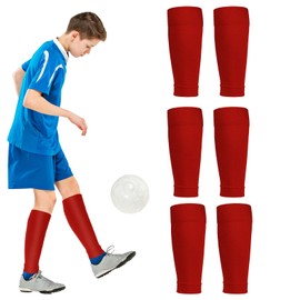 3 Pairs Football Sock Sleeves, Red Football Socks, Sock Sleeves, Gain The Edge Sock Sleeves, Elastic Soccer Shin Guards Sleeves, Kids, Adults, Juniors Knee High Football Socks Outdoor Game Soccer Sock