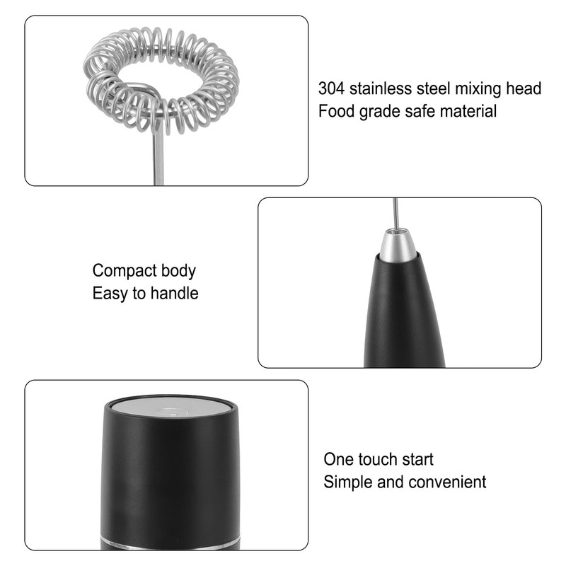 Leistungsstarker Hand-Milchaufschäumer, Mini-Milchschäumer, Batteriebetriebener Elektrischer Schaumbereiter aus Edelstahl Mini-Schneebesen-Getränkemixer für