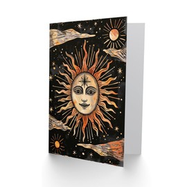 Artery8 Birthday Card Sun Stars Sky Tarot Style Design Triumph Blank Arty Art All Occasion Greeting Card