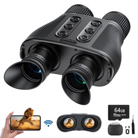 Gogloo Night Vision Goggles - 4K WiFi Night Vision Binoculars for Adults, Infrared Scope with Camera, App Control，6000mAh Battery and 64GB Card, 8X Digital Zoom for Hunting, Camping, Security, Travel