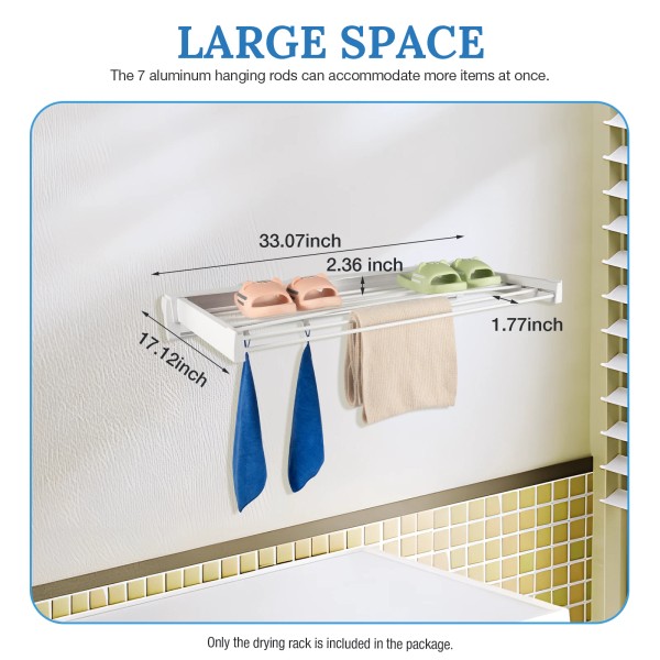 Unbranded Clothes Drying Rack Wall Mounted Clothing Hanging Shelf Collapsible
