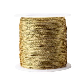 Pengxiaomei 218 Yards/656 Feet Metallic Cord, 2 Pcs Spool Metallic Thread Gold Jewelry Thread Gold Craft String Tinsel String Craft Making Cord(0.5mm)
