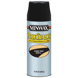 Minwax 314950000 PolyShades - Stain & Polyurethane in 1 Step Aerosol, 10.75 ounce, Classic Black, Gloss