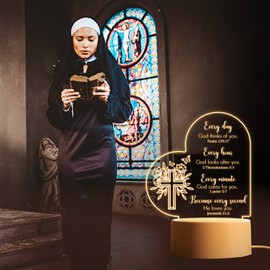 Christian Gifts for Women, Acrylic Night Light Baptism Gifts for Women, Religious Gifts for Women, Catholic Gifts Inspirational Gifts for Women Men Friends Teacher, Christian Gift with Bible Verse