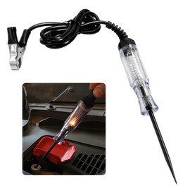 Gasedin Test Light Automotive, Steel 6V DC Vehicle Circuit Voltage Continuity Tester, Probe Electrical Fuse Short Circuit Current Tester Tools with Alligator Clip Design (New-Plastic Tail Cap)