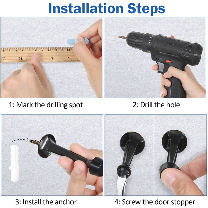 24 Pack Door Stop Heavy Duty Solid Rigid Door Stoppers
