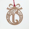 Laser cut Christmas tree bauble decoration: Letter J