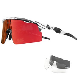 SCVCN Polarised Cycling Glasses Sports Sunglasses Cycling Glasses with 3 Interchangeable Lenses for Women Men Cycling Glasses Running Volleyball Tennis Driving Fishing Softball Mountaineering Golf 15