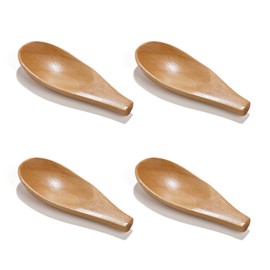 NUOMI 4 Pack Wooden Scoop for Jars, Mini Wood Spoons with Short Handle for Salt, Tea, Coffee Beans, Candy, Milk Powder, Spice, Natural Color