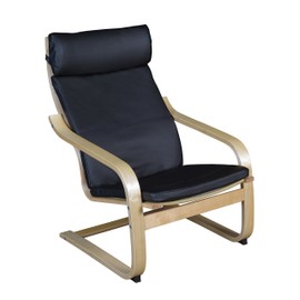 Niche Mia Bentwood Reclining Lounge Chair, 36", Natural/Black Vinyl