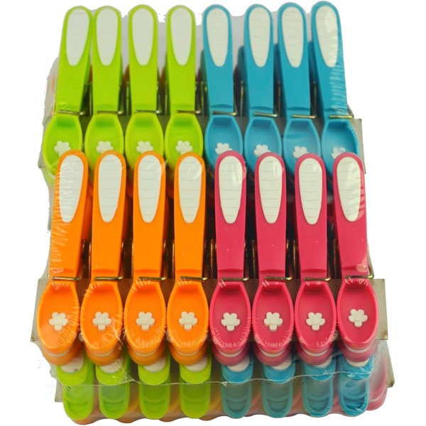 Laguelle 48 Clothes Pegs Made of Bi-Material, Extra Strong, Assorted