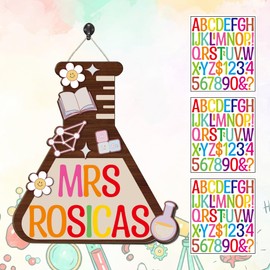 Custom Science Teacher Door Sign, Biology & Chemistry Bottle-Themed, Teacher Name Sign, Back to School Gift for Scientist Science Lover, STEM Lab Classroom Decor 12” Welcome School Supplies (Shaped)