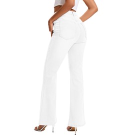 Wanduyini High Waist Flare Jeans for Women Stretchy Vintage Washed Bell Bottom Slim Bootcut Jeans Denim Pants (White, XL)