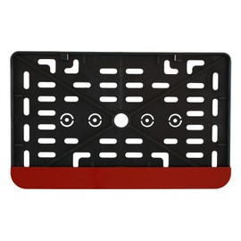 1x Kennzeichenhalter Nummernschildhalter Made in EU 240 x 130 mm 24 x 13 cm (für Roller Moped Traktor Anhänger Motorrad Hänger) Material ABS Kunststoff Schwarz (Unlackiert) Mit Dunkel Rot Leiste