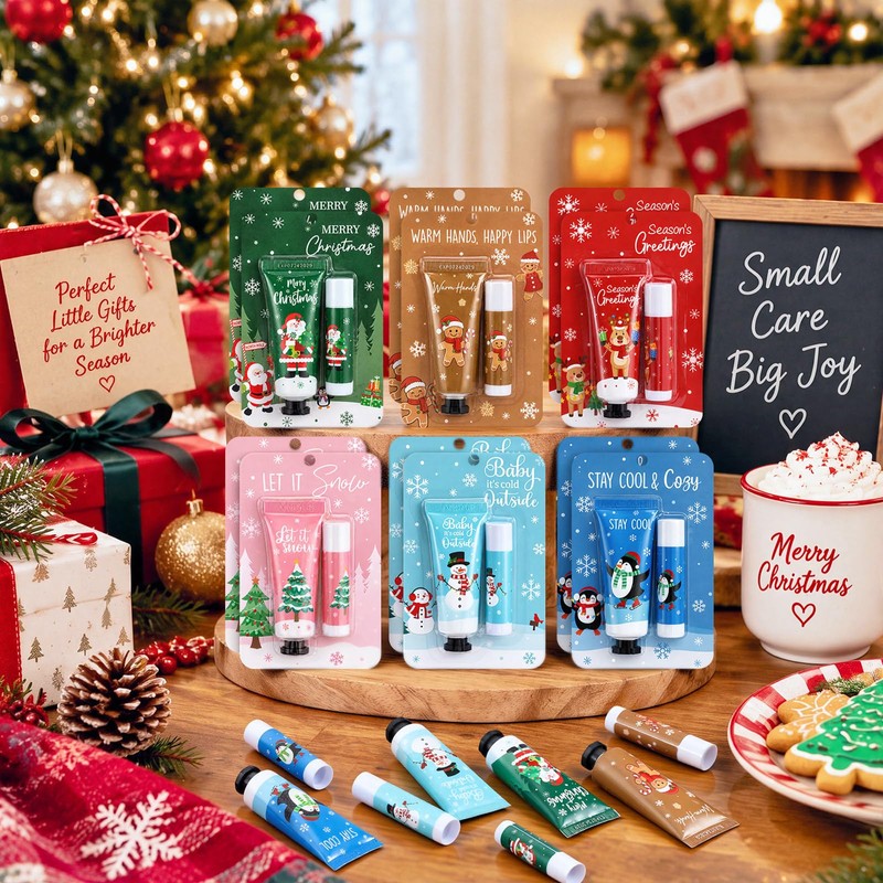 48 Sets Colorful Christmas Gift Bulk Hand Cream and Lip