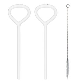 Anti Wrinkle Straw 2 Pack - Heart Shaped No Wrinkle Glass Straws, Curved Reusable Drinking Straws with Cleaning Brush, Lipstick-Friendly Creative Straws for Women (Clear)