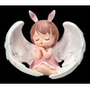 Pink Angel Figurine with Wings and Rabbit Ears, 10 cm