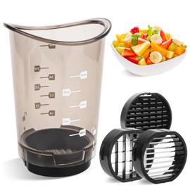 Obstschneider, Abnehmbarer Tassen Obstschneiderbecher mit Druckplatte, Tassenschneider Obst Multifunktionaler Erdbeerschneider Bananenschneider mit Fruchtschneider Schutzkappe für Obst, Gemüse, Banan