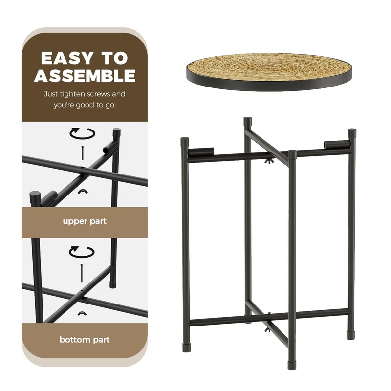 Bamworld Round Plant Stand Indoor Outdoor Metal Modern Plant Table