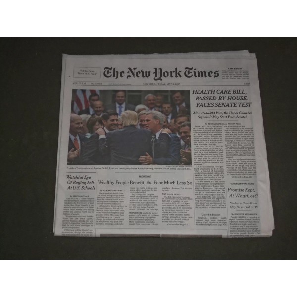 2017 MAY 5 NEW YORK TIMES - HEALTH CARE BILL