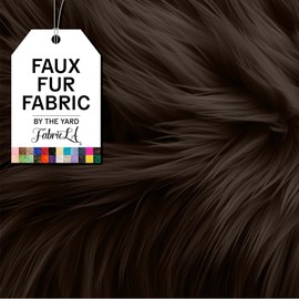 FabricLA Faux Fur Fabric by The Yard - Artificial Craft Fur - 36" X 60" Inch Wide - Fur Fabric for Craft Supply, DIY Furry Plush Projects, Sewing, Decoration, Upholstery, Dark Brown, 1 Yard