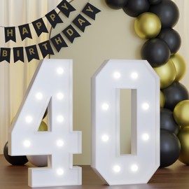 3FT Marquee Numbers 40, Happy 40th Birthday Decorations for Women Men, Large 40 Light up Numbers for Him Her 40 Years Old Birthday Party Supplies, 40th Anniversary Party Decor