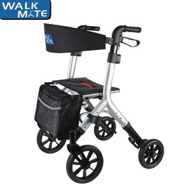 ISEASY Rollator Walker for Seniors Taller 10 Inch Wheels Walkers Compact Folding Design Lightweight Mobility Walking Aid Widen Backrest - Color: silver