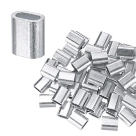 M METERXITY 150-Pack Aluminum Crimping Loop Sleeves, 4mm 1/6" Single Round Barrel Wire Rope Sleeves Cable Ferrule for Wire Rope/Cables Crimping Loop Sleeve