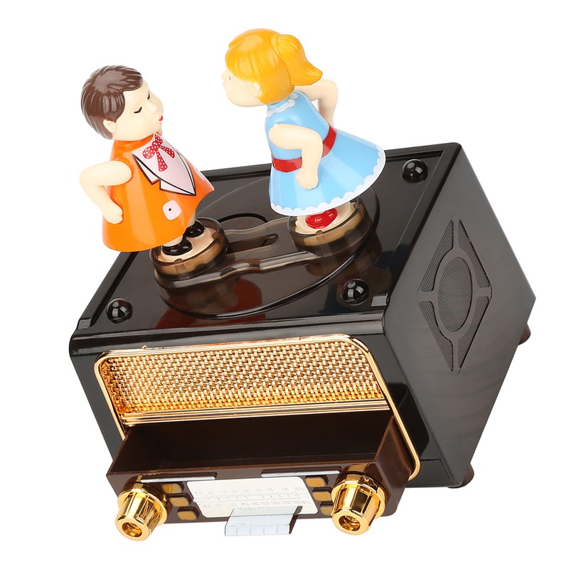 Retro Radio Shape with Lovely Dolls Storage Music Box Wedding