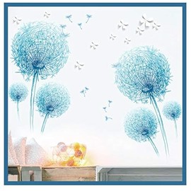 COVPAW® Wall Sticker XXL Dandelion Blue Dandelion Wall Sticker Mural Pictures Living Room Bedroom Decoration