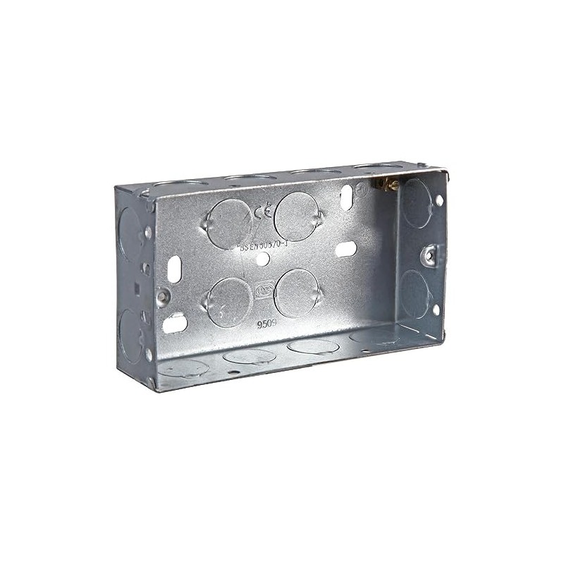 Merriway BH04062 35mm (1.3/8 inch) Depth Double 2-Gang Metal Flush