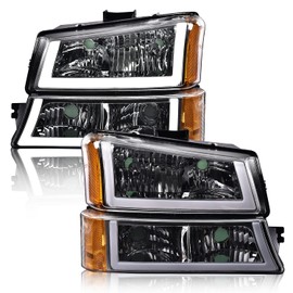 ALLGOOD LED Headlight, Compatible with 03-06 Chevy Silverado 1500 2500 3500 HD Model/Fit 03-06 Avalanche 1500 2500/Fit 07 Silverado 1500 2500 3500 Clear lens Chrome Housing Amber Reflector