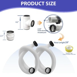 1.5" Pool Filter Pump Hose & Pool Hose Adapter Connector for Intex Pump Sand Filters & Saltwater Systems 29060E 59" Long Pool Hose Fit for Coleman Above Ground Swimming Pools Sand Filter Pumps Parts