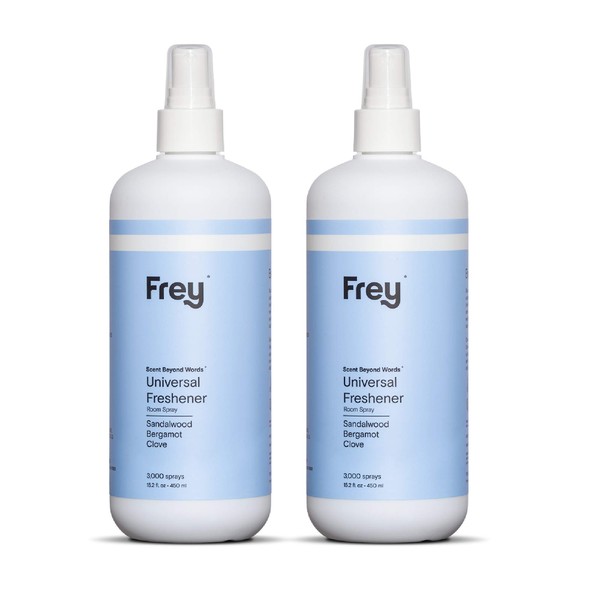 FREY Air Freshener - Universal Natural Air Freshener Spray | Bathroom/Home/Room Deodorizer Sprays & Odor Eliminator | Sandalwood Bergamot Clove Fragrance | 450 ML - Pack of 2