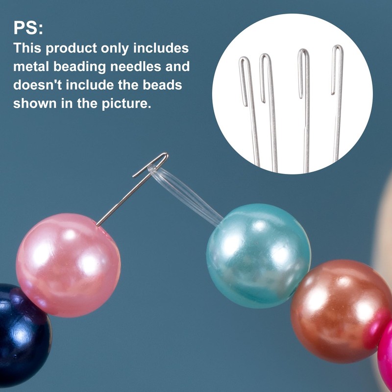 SmallCat 4 Pcs Metal Beading Needles, Steel Bead Crochet Hook,