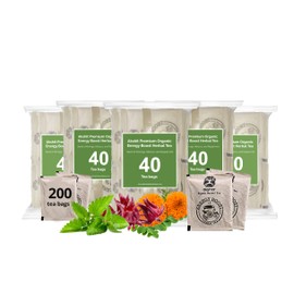 Akshit Natural Energy Boost Tea - 40 Tea Bags energy tea blend with Dried Moringa leaves, Hibiscus flowers, Peppermint, & Marigold Calendula Flowers, Pack of 5