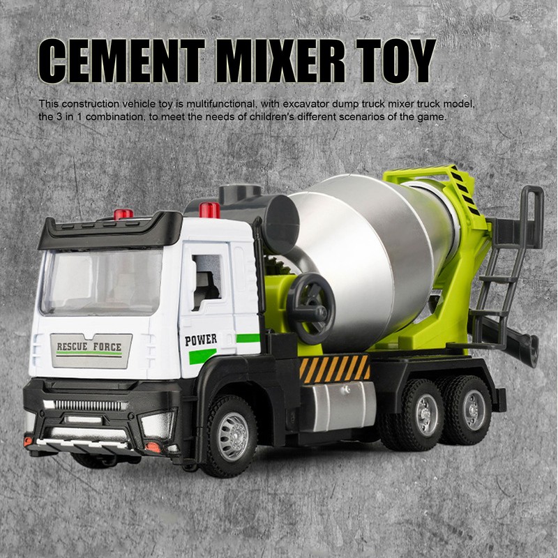 Cement Mixer Toy Truck 1:32 Alloy Pull Back Design Construction
