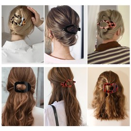 Flat Hair Clips 6PCS Curved Design Hair Claw Clips for Thick Thin Hair Large Strong Hold NonSlip Matte Hair Clips for Women and Girls Lying Driving (Leopard)