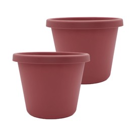 The HC Companies 20 Inch Round Prima Planter - Large Plastic Plant Pot with Rolled Rim for Indoor Outdoor Plants Flowers Herbs, Marsala (Pack of 2)