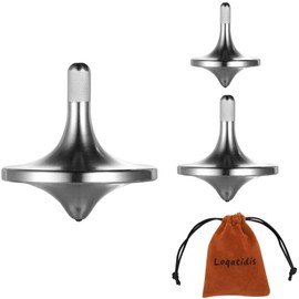 LOQATIDIS Peonza giratoria de Acero Inoxidable, exquisitos Juguetes EDC de Metal, Largo Tiempo de rotación, Equilibrio Perfecto, Alivia el estrés y la ansiedad (3PCS Plateadas/S + M + L)